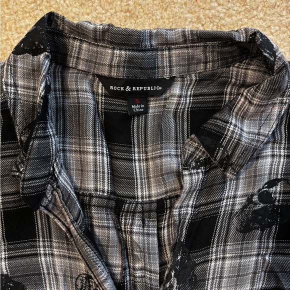 Rock & Republic Black and Gray Plaid Shirt - Picture 5 of 10